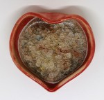 Red heart dish with clear melted glass. 8 x 8cm . £13